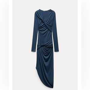 Mesh Blue-Green Zara Dress with Gorgeous Draping